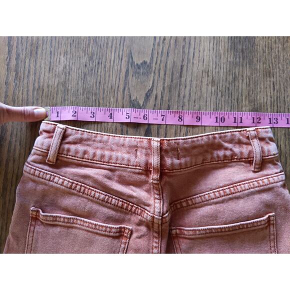 FREE PEOPLE Size 26 Rust Orange Wide Leg High Rise Button Fly Jeans Boho - Picture 9 of 11